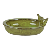 bain d’oiseaux en céramique rond vert