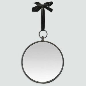 Miroir rond noir avec ruban noir 30 X 38cm