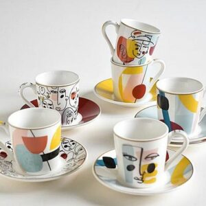 6 Tasses 10cl et soucoupes en porcelaine “Modernism”
