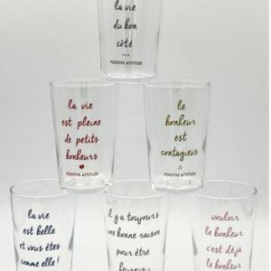 6 verres “Positive attitude” Farication française de chez Sophie Janière