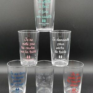 6 verres “Les bonnes manières” fabrication française de chez Sophie Janière