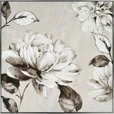 Toile encadrée -Cadraven   60 x 60cm Fleurs Blanches