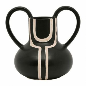 VASE ARTY FOLK NOIR 16X12XH15.5CM GRES