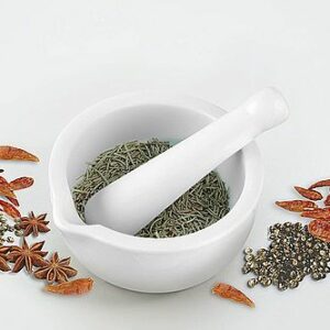 Mortier et pilon en porcelaine