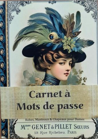 Carnet à mots de passe 48 pages Taille: 10,5 x 15 cm « Chapeau pour Dames »