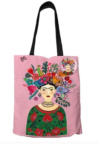 TOTE BAG en coton avec badge FRIDA  34×40 cm