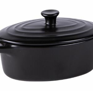 Mini cocotte ovale noire16 cm en grès