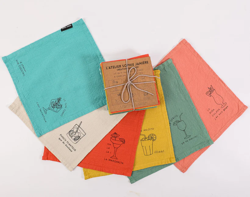 Lot de 6 serviettes « A Chacun son cocktail »