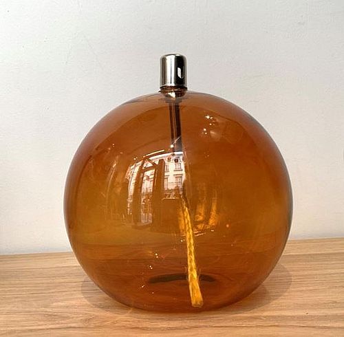 Lampe à huile Boule ambre Taille XL : Diamètre: 13 cm Hauteur : 14 cm