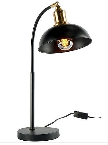 Lampe métal noir dessus doré