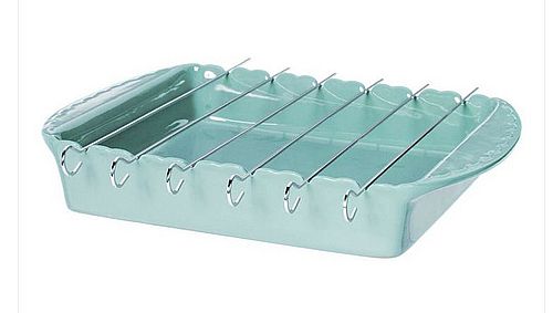 PLAT A FOUR AVEC BROCHETTES BBQ TURQUOISE