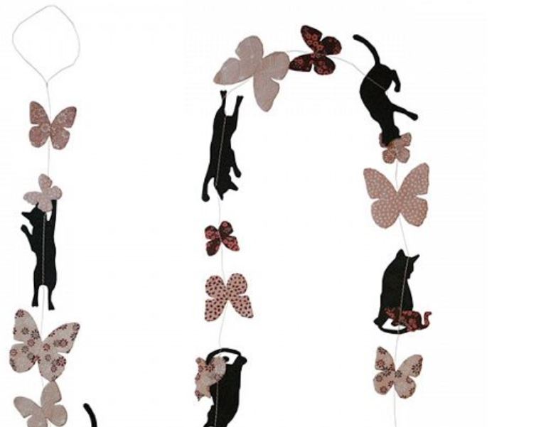 Guirlande chats et papillons papier du Népal