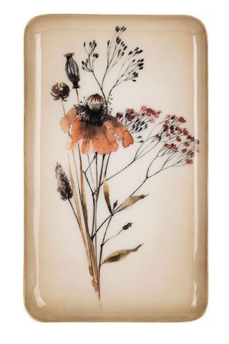 PLATEAU FLORAL MULTICOLORE 15X25.5CM FER