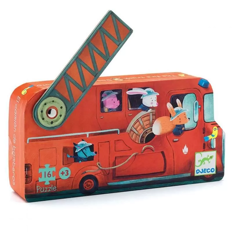 Puzzle Le camion de pompier – 16 pcs – Djeco