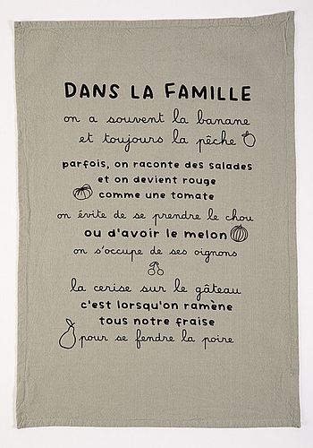 Torchon “Dans la Famille” coton lavé 50X70cm Sophie Janière