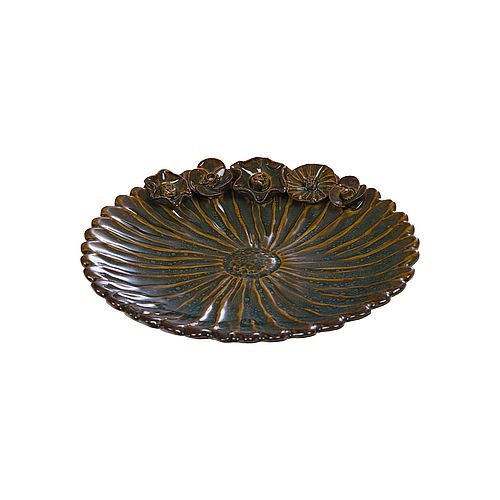 Bain oiseau émail marron