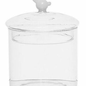 BOCAL AVEC COUVERCLE LAPIN BLANC 60CL BOROSILICATE