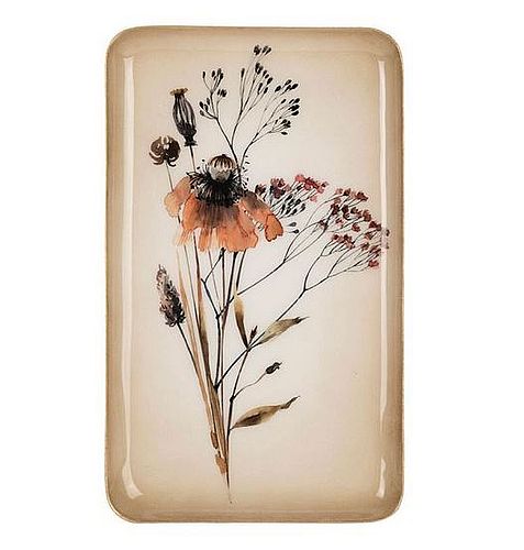 PLATEAU FLORAL MULTICOLORE 15X25.5CM FER