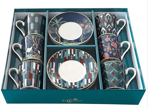 Coffret de 6 tasses à café en porcelaine 10cl Mandalay