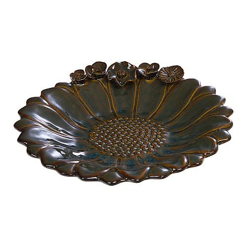 Bain oiseau émail marron