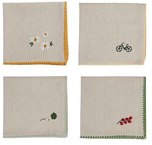 SERVIETTE X4 PAQUERETTE MULTICOLORE 40X40CM COTON