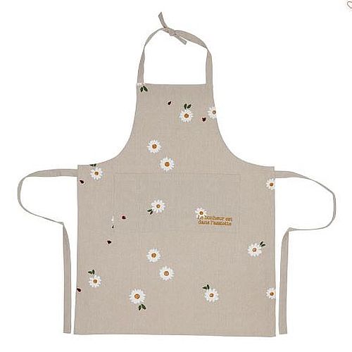 TABLIER BRODE PAQUERETTE MULTICOLORE 75X90 COTON