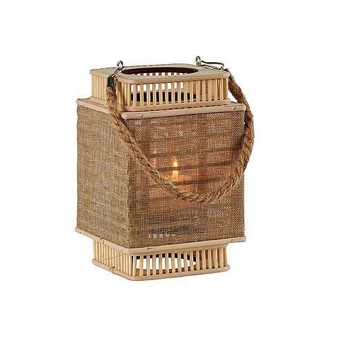 Lanterne rectangulaire en bambou avec bougie électrique