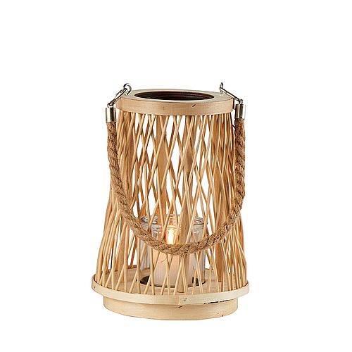 Lanterne en bambou avec anse avec bougie électrique