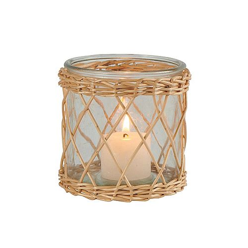 Photophore en saule tressé GM avec bougie électrique