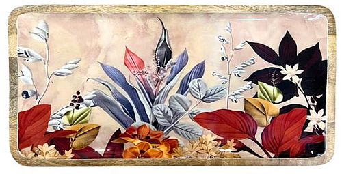Planche avec rebord en Manguier « Fleurs » 38 x 21,50cm