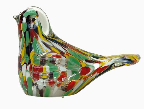 Déco LED oiseau moucheté multicolore rouge à piles L13,5 P7 H9,5cm