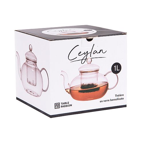 Théière 1 l Ceylan en verre borosilicate
