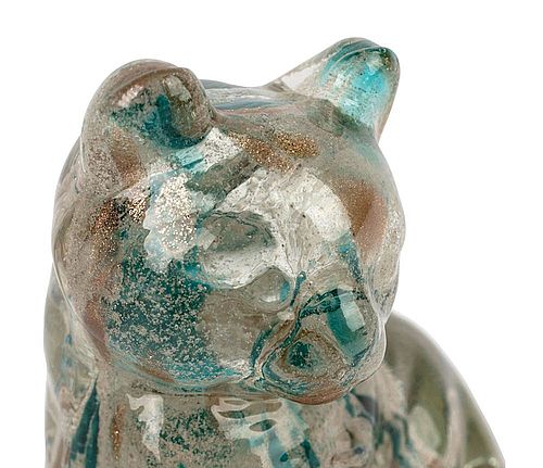 DECO CHAT FELIN EMERAUDE+DORE 7X6XH9.5CM VERRE