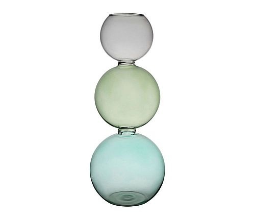 VASE CYRIUS VERT+TURQUOISE D12.5XH29.5CM