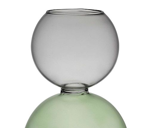 VASE CYRIUS VERT+TURQUOISE D12.5XH29.5CM