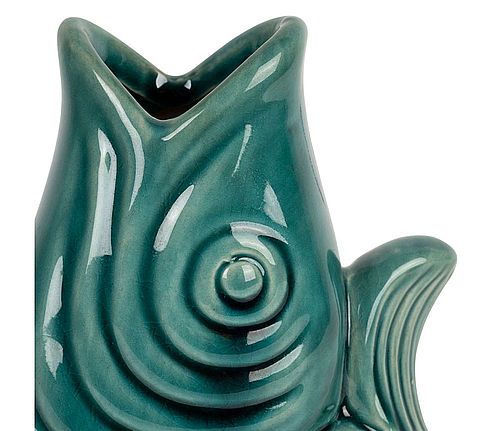 VASE POISSON MER EMERAUDE 14X9XH19.5CM GRES