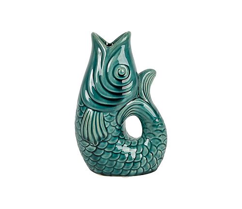 VASE POISSON MER EMERAUDE 14X9XH19.5CM GRES
